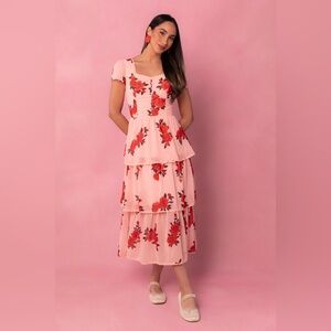 NWT Ivy City Co Pink Floral Midi Dress
